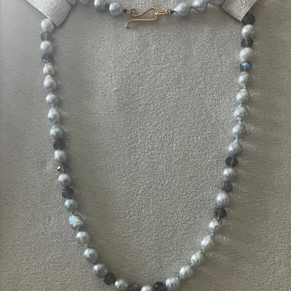 Vintage Pearl and Labradorite Necklace